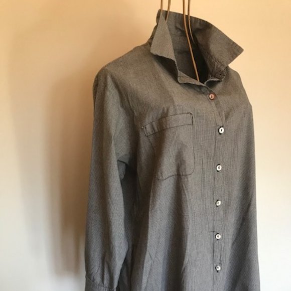 Black and white check cotton tunic shirt - Picture 2 of 13